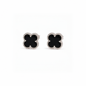 Midnight Clover Stud Earrings - 925 Sterling Silver - Lustra