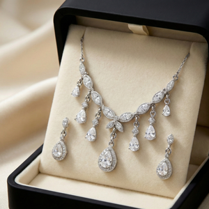 Radiant Elegance Necklace and Earrings Set - 925 Sterling Silver - Lustra
