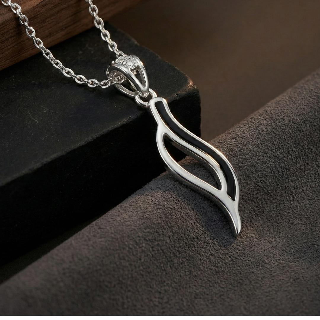 Black Wave Silver Pendant