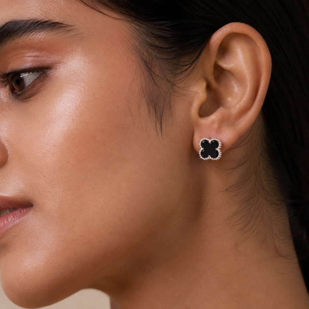 Midnight Clover Stud Earrings