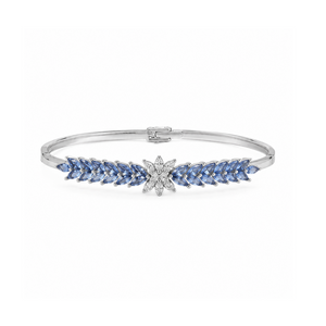 Lustra Sapphire Bloom Bangle - 925 Sterling Silver - Lustra