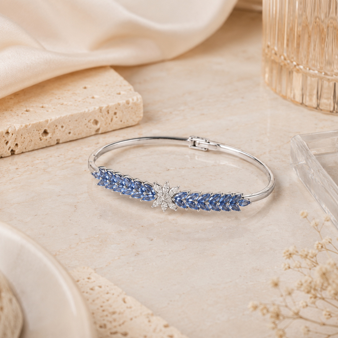 Lustra Sapphire Bloom Bangle - 925 Sterling Silver - Lustra