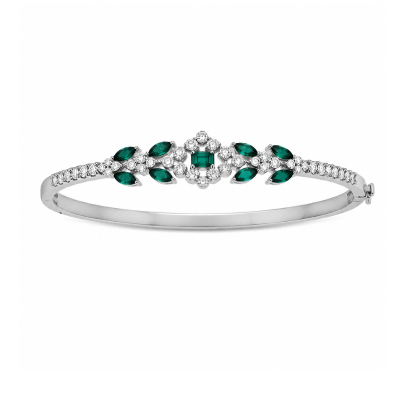 Lustra Emerald Vine Bangle - 925 Sterling Silver - Lustra