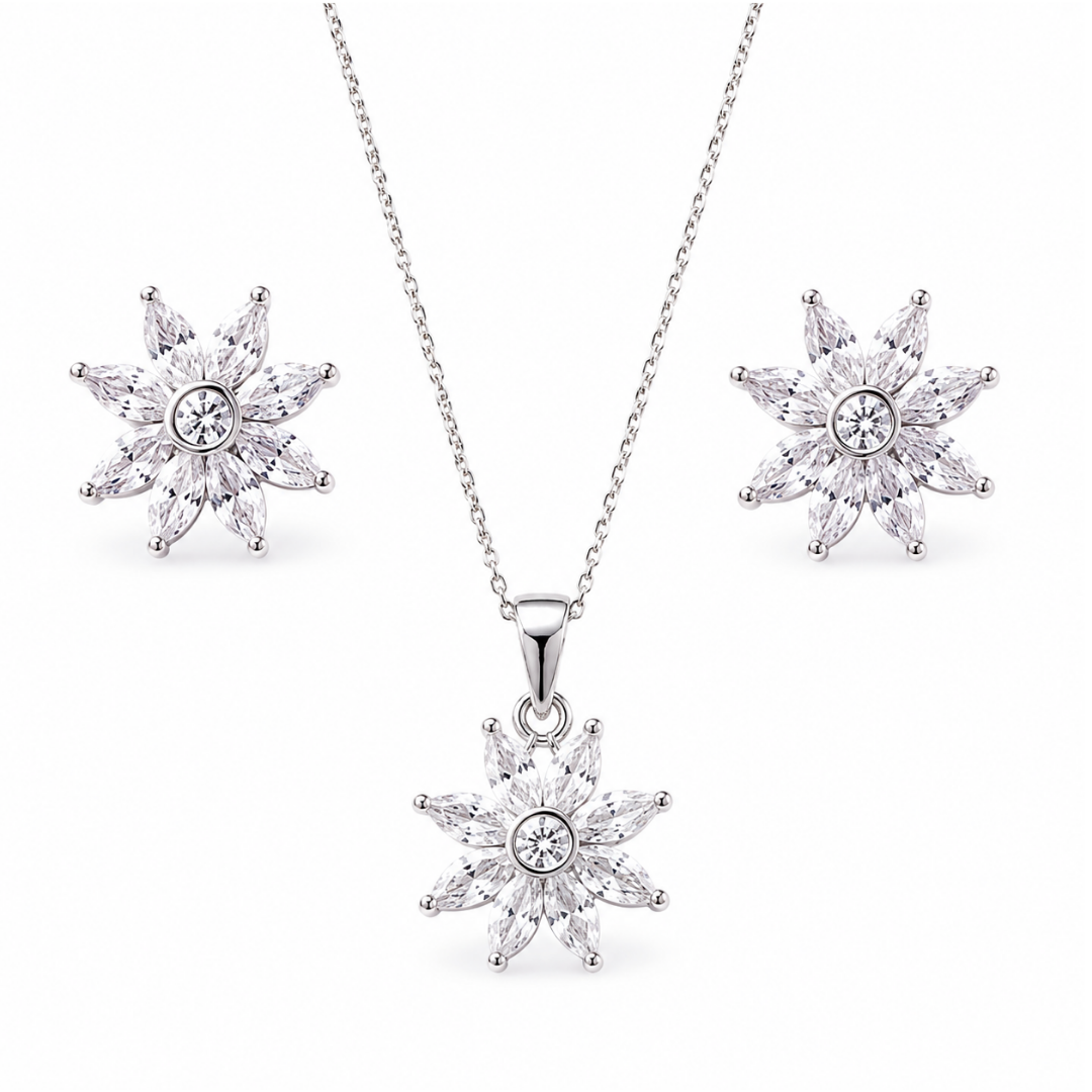 Starlight Bloom Pendant & Stud Earrings Set