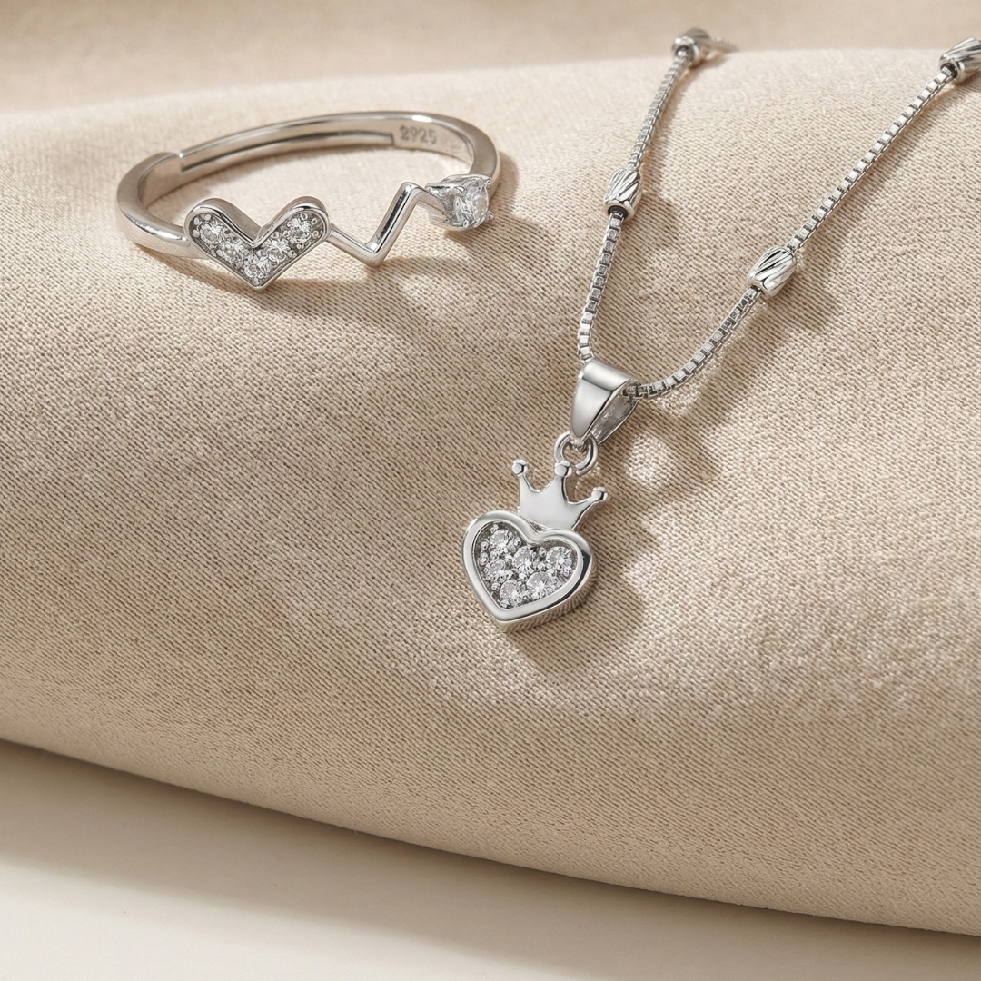Crowned Heart Silver Combo Set