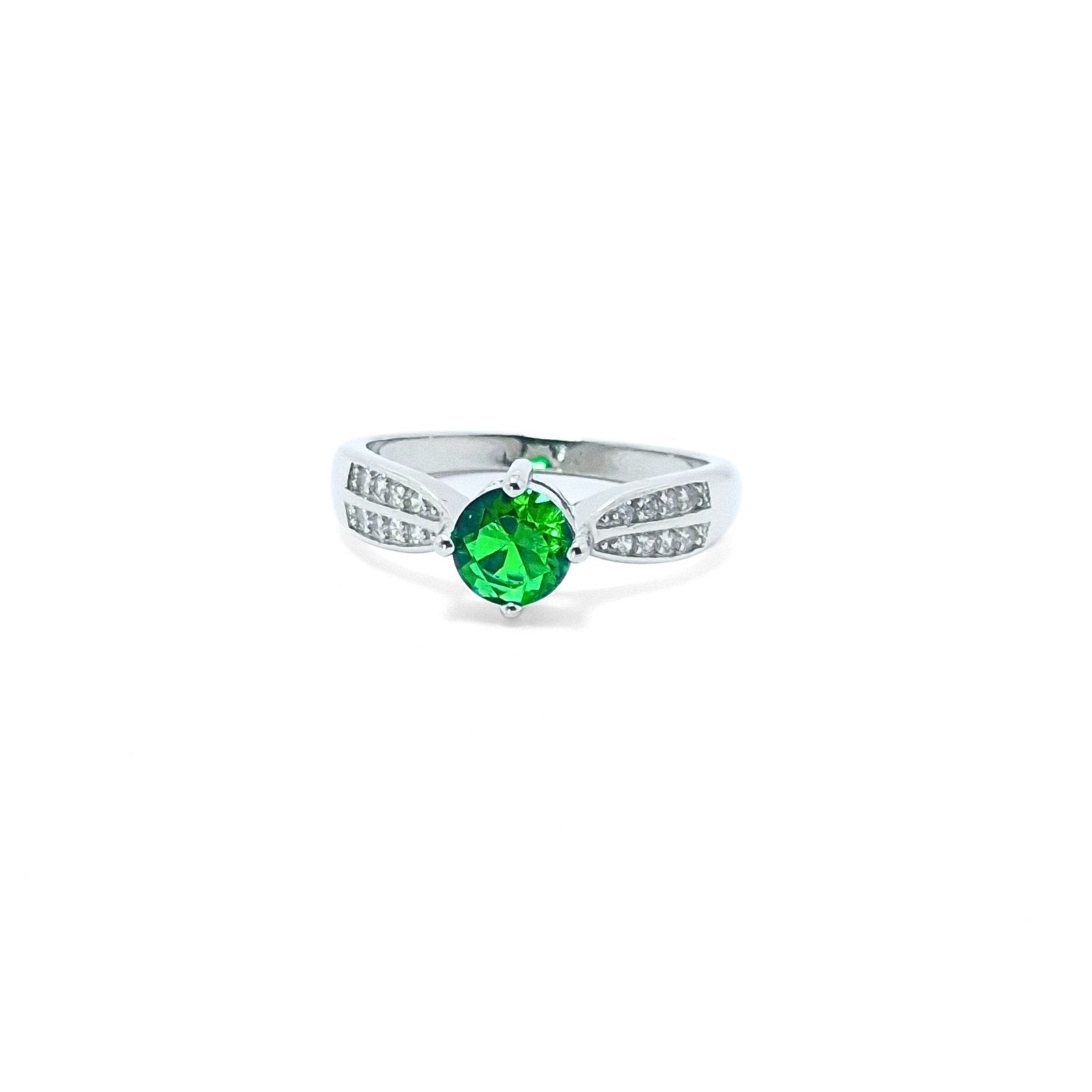 Radiant Emerald Silver Ring