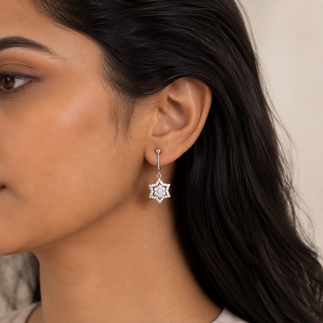 Celestial Blossom Star Drop Earrings