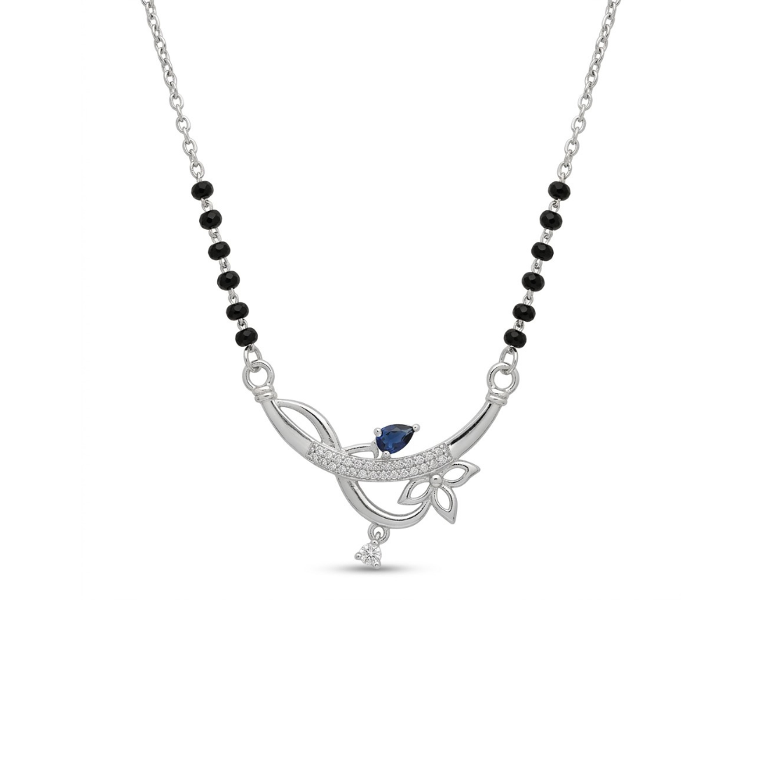 Sapphire Blossom Mangalsutra - 925 Sterling Silver - Lustra
