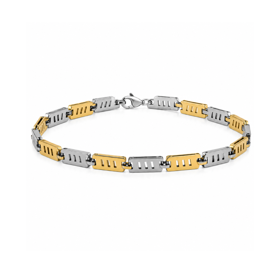 Dual Tone Geometric Link Bracelet