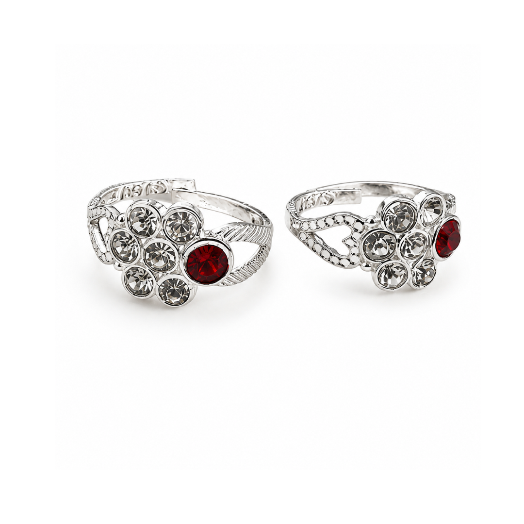 Crimson Radiance Silver Toe Ring