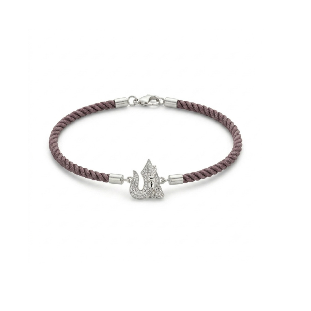 Divine Om Trishul Silver Rakhi Bracelet