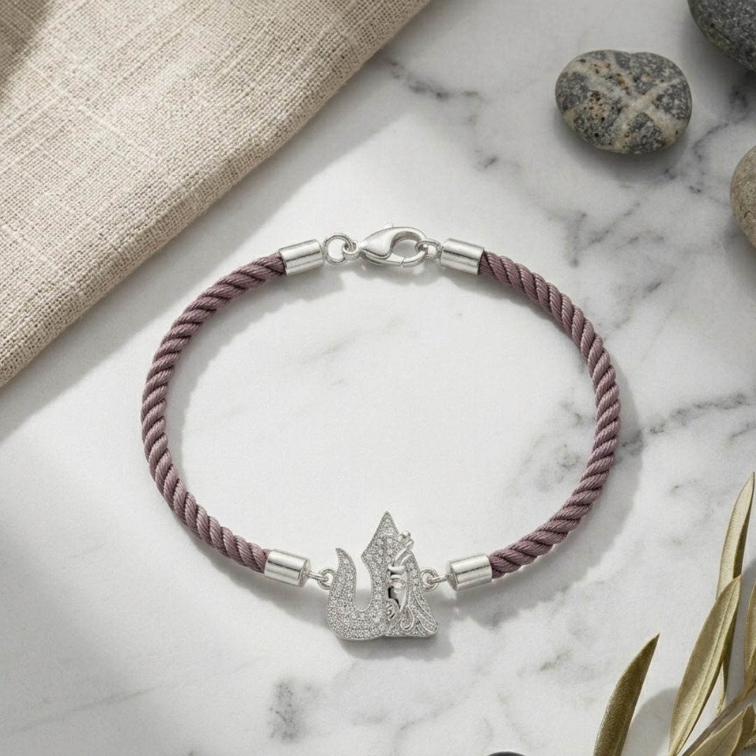 Divine Om Trishul Silver Rakhi Bracelet