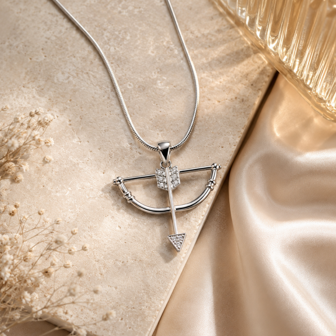 Celestial Archer Silver Pendant Necklace (Khatu shyam Ji)