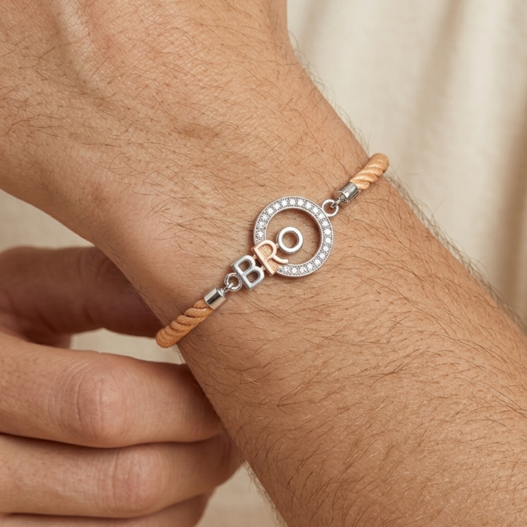 BRO Bond Silver Rakhi Bracelet - 925 Sterling Silver - Lustra
