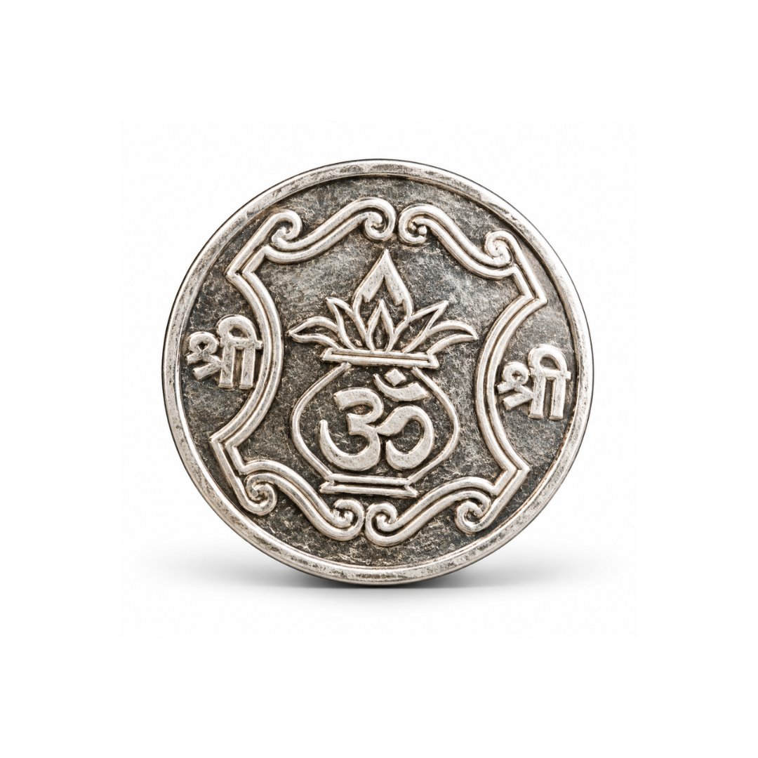Lustra 999 Fine Silver Om Kalash Shree Coin – 10 Grams