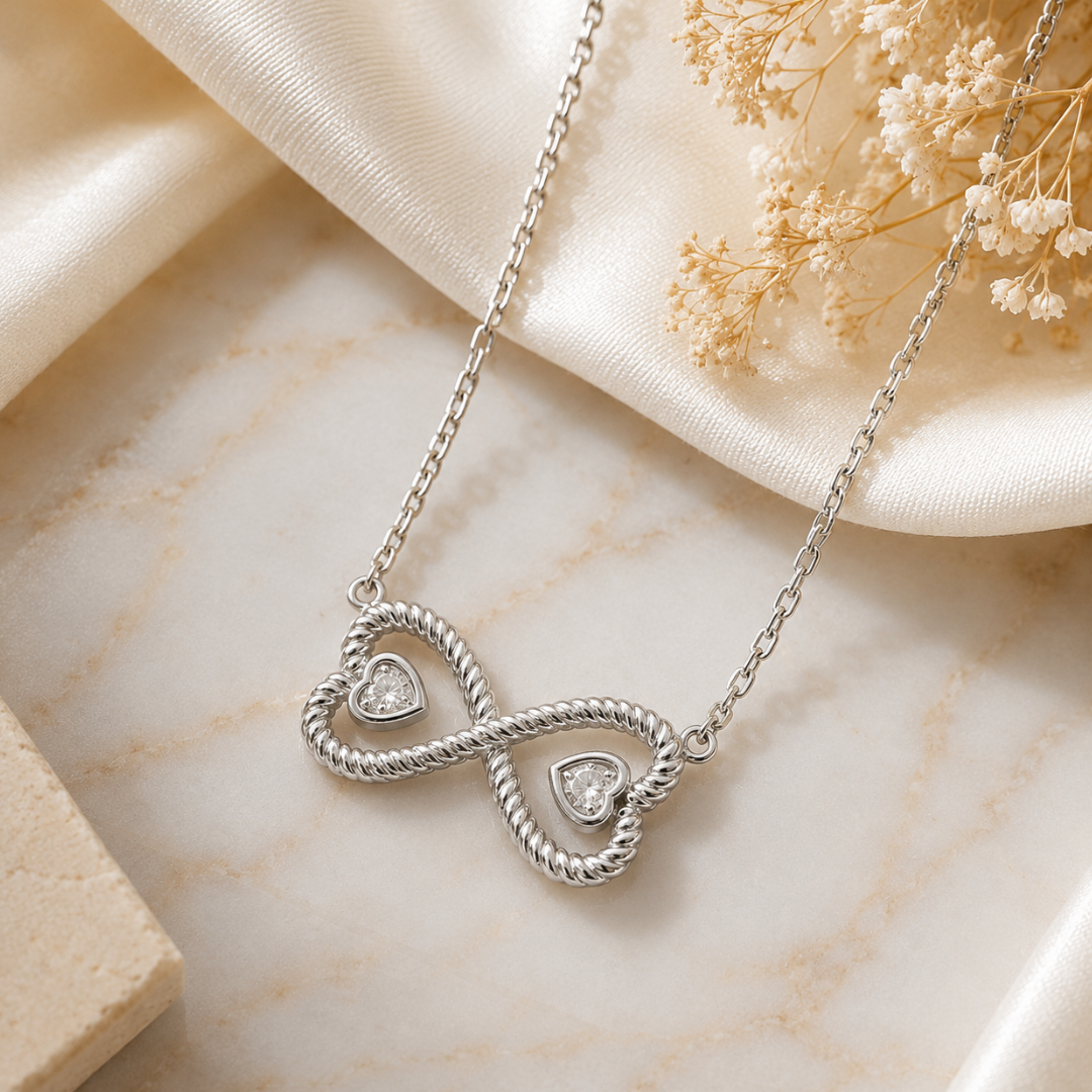 Infinite Hearts Silver Necklace