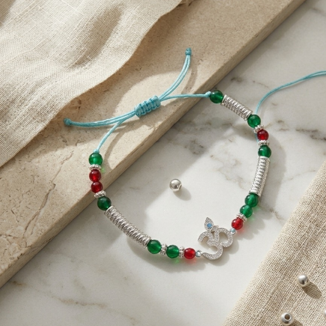 Celestial Om Silver Bracelet Rakhi