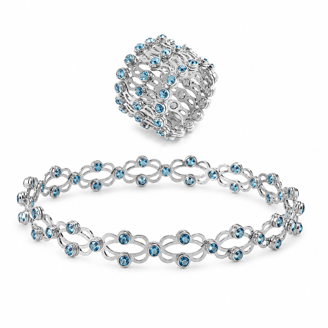 Aqua Link Convertible Bracelet Ring - 925 Sterling Silver - Lustra