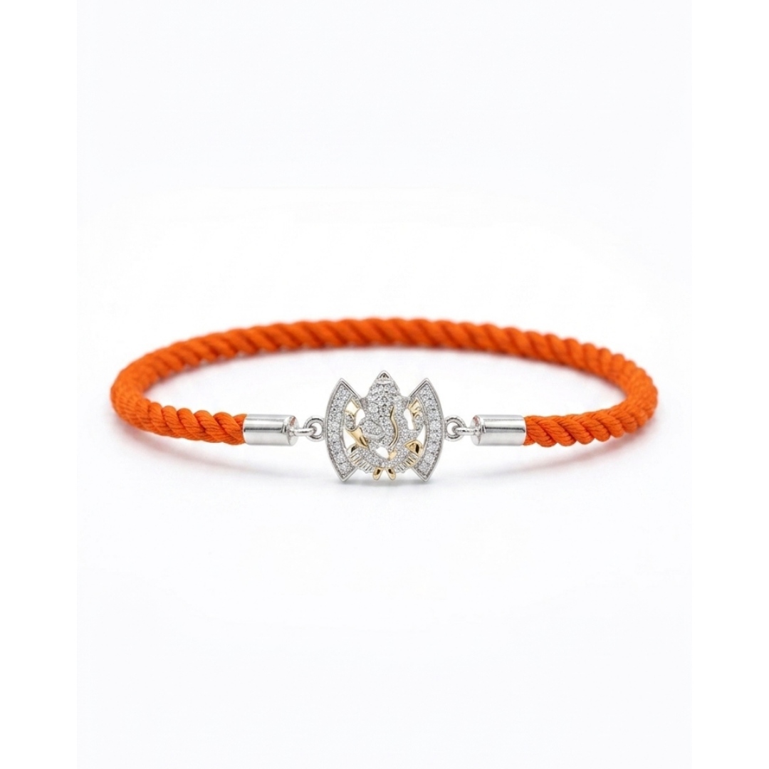 Divine Ganesha Silver Bracelet Rakhi