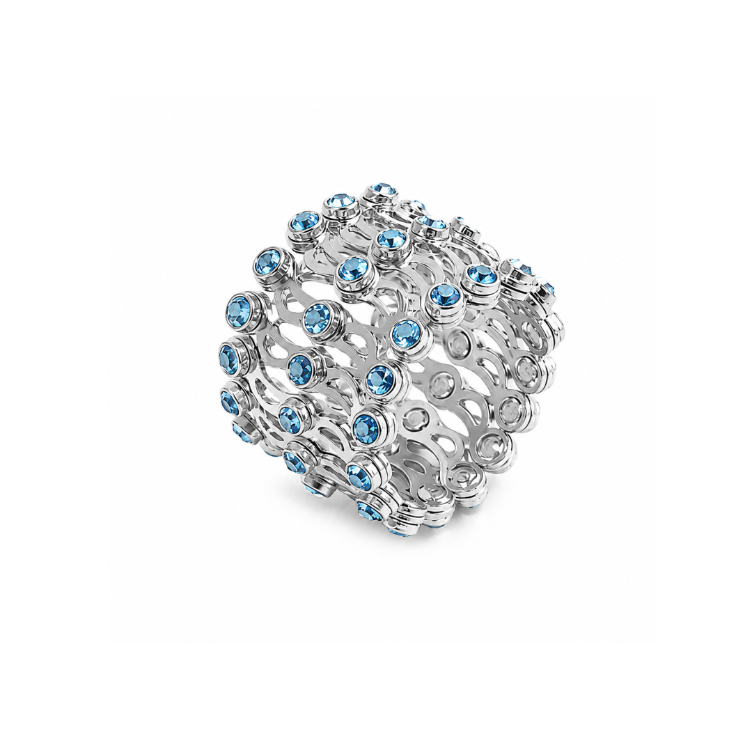 Aqua Link Convertible Bracelet Ring - 925 Sterling Silver - Lustra