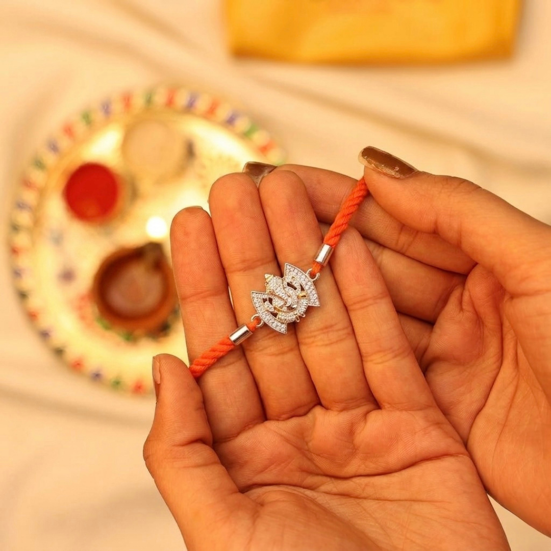 Divine Ganesha Silver Bracelet Rakhi