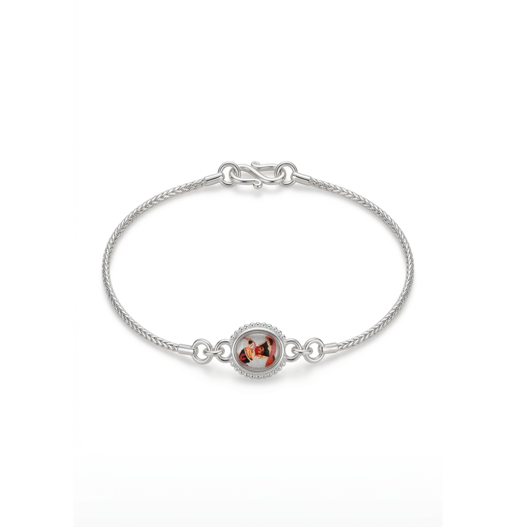 Divine Krishna Silver Bracelet Rakhi