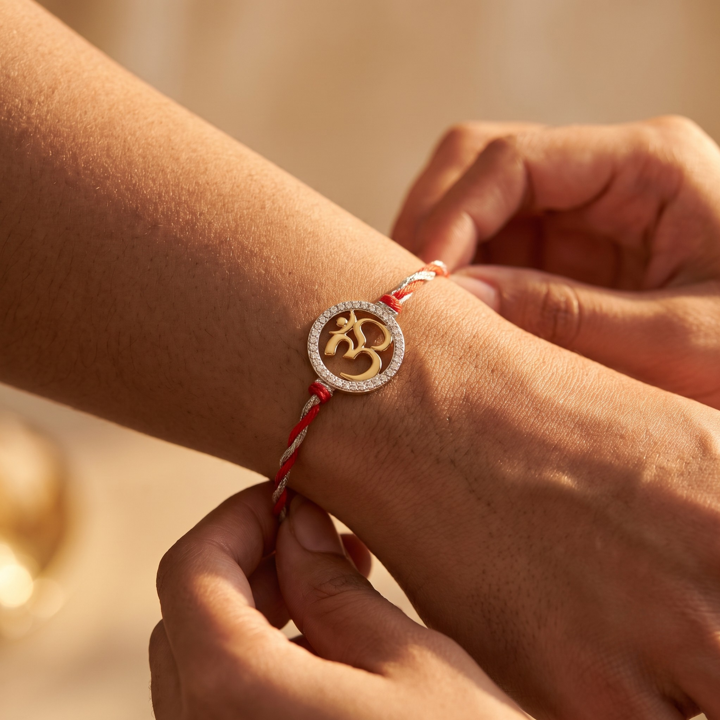 Divine Om Halo Rakhi in 925 Sterling Silver