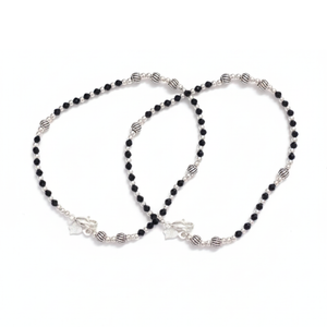 Midnight Stripe Silver Anklet pair - 925 Sterling Silver - Lustra