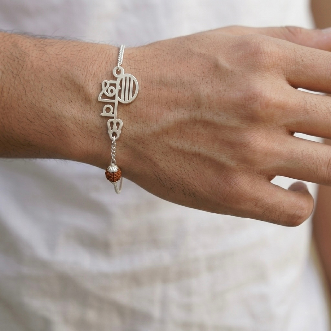 Divine Shiv Rudraksha Silver Rakhi Bracelet