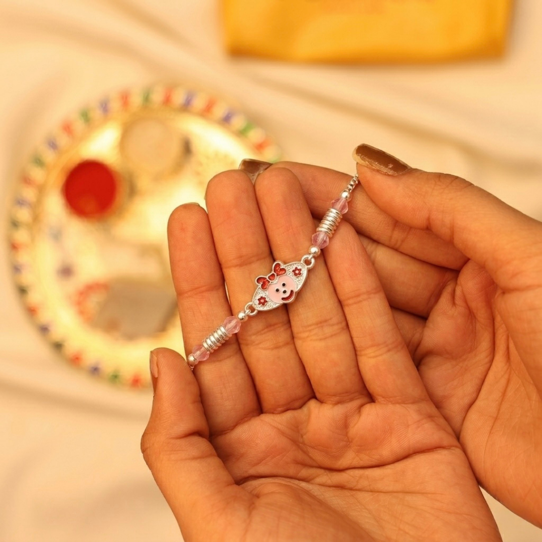 Playful Panda Silver Bracelet Rakhi