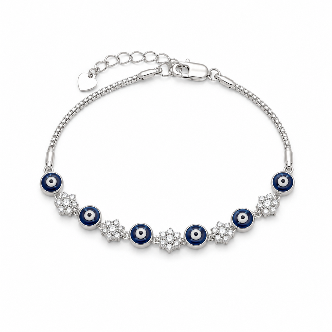 Celeste Evil Eye Silver Bracelet - 925 Sterling Silver - Lustra