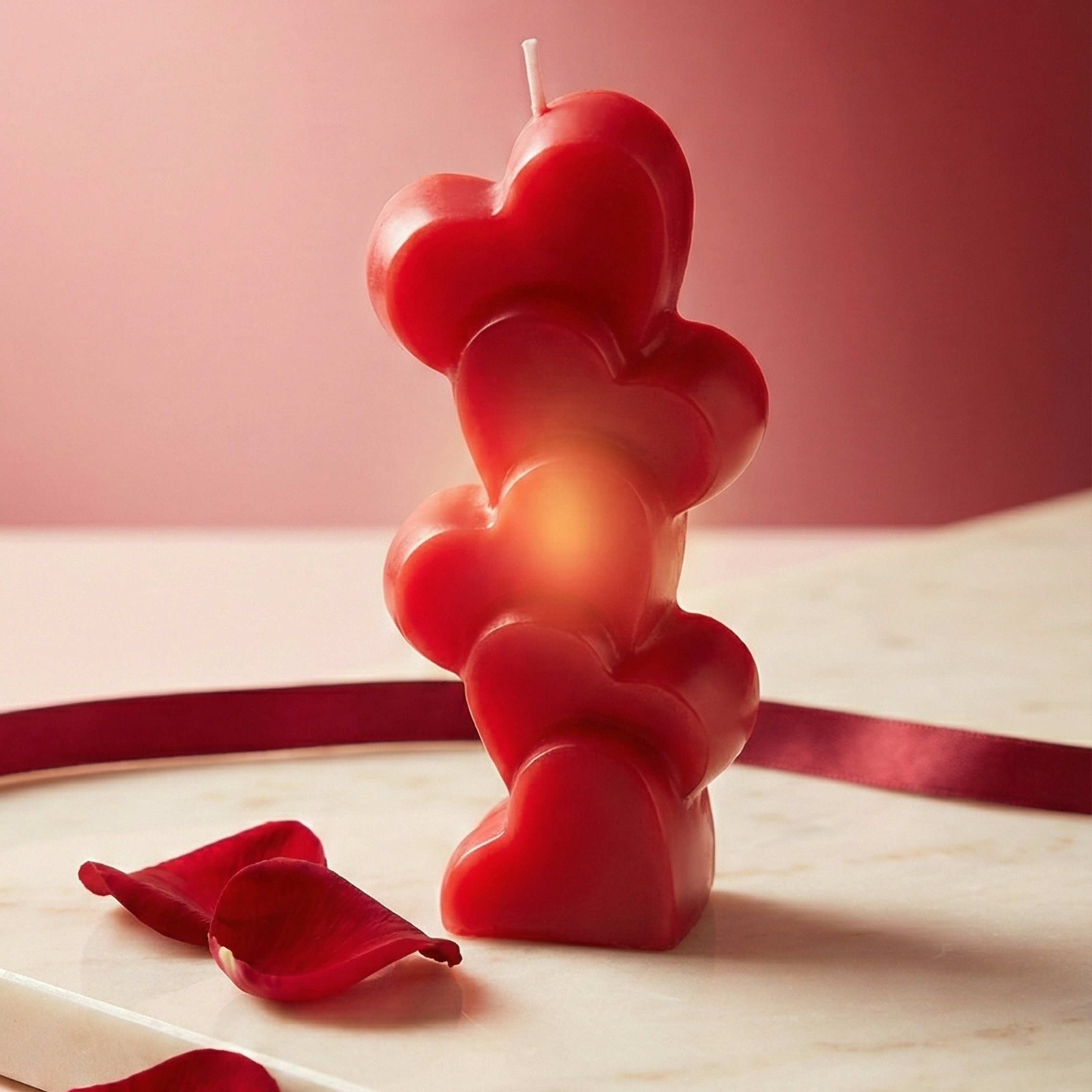 Lustra Stacked Hearts Valentine Candle