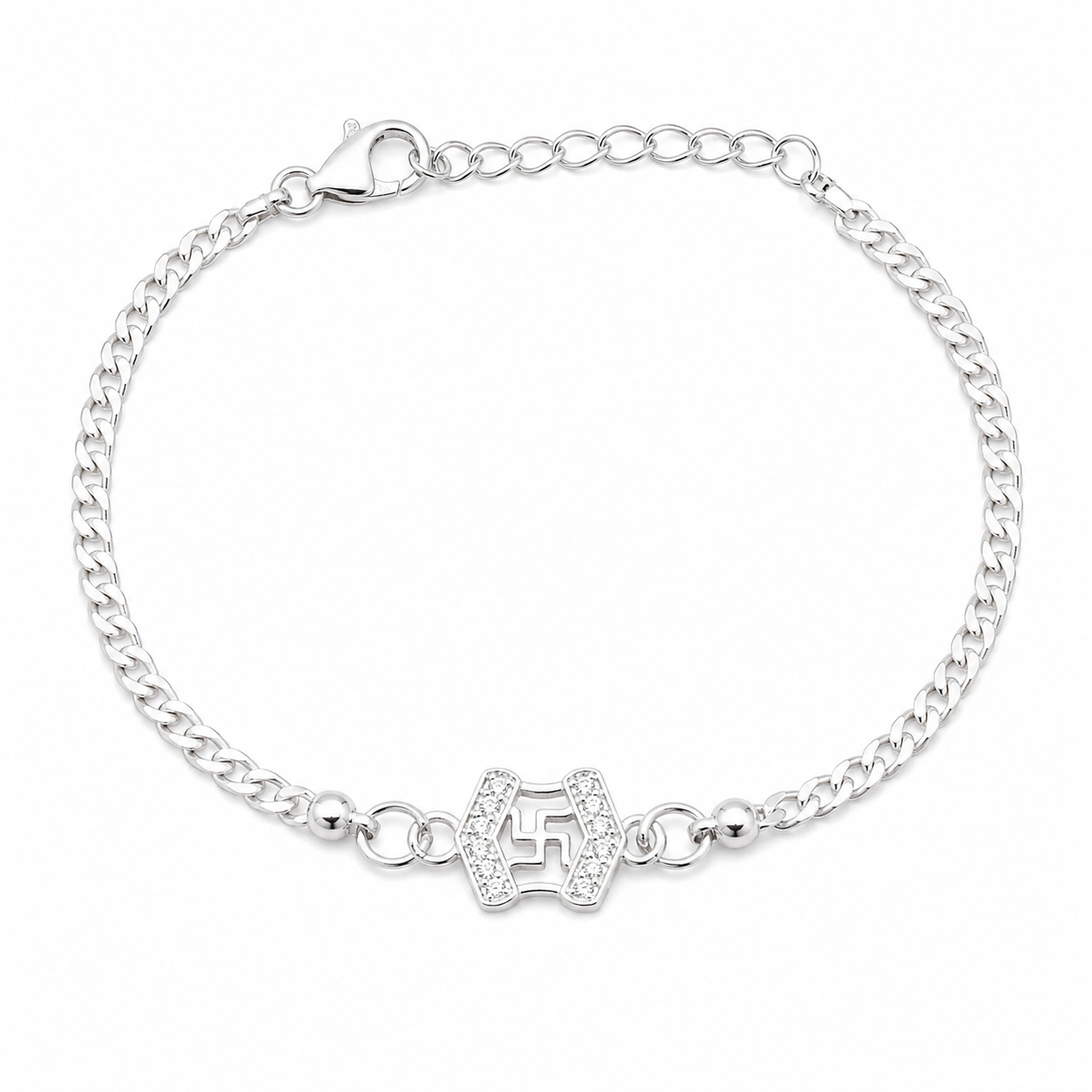 Auspicious Swastik Silver Bracelet Rakhi