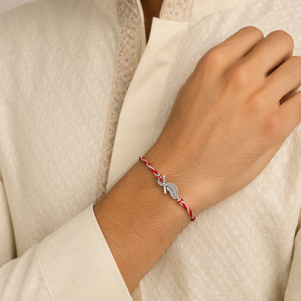 Infinity Feather Silver Rakhi