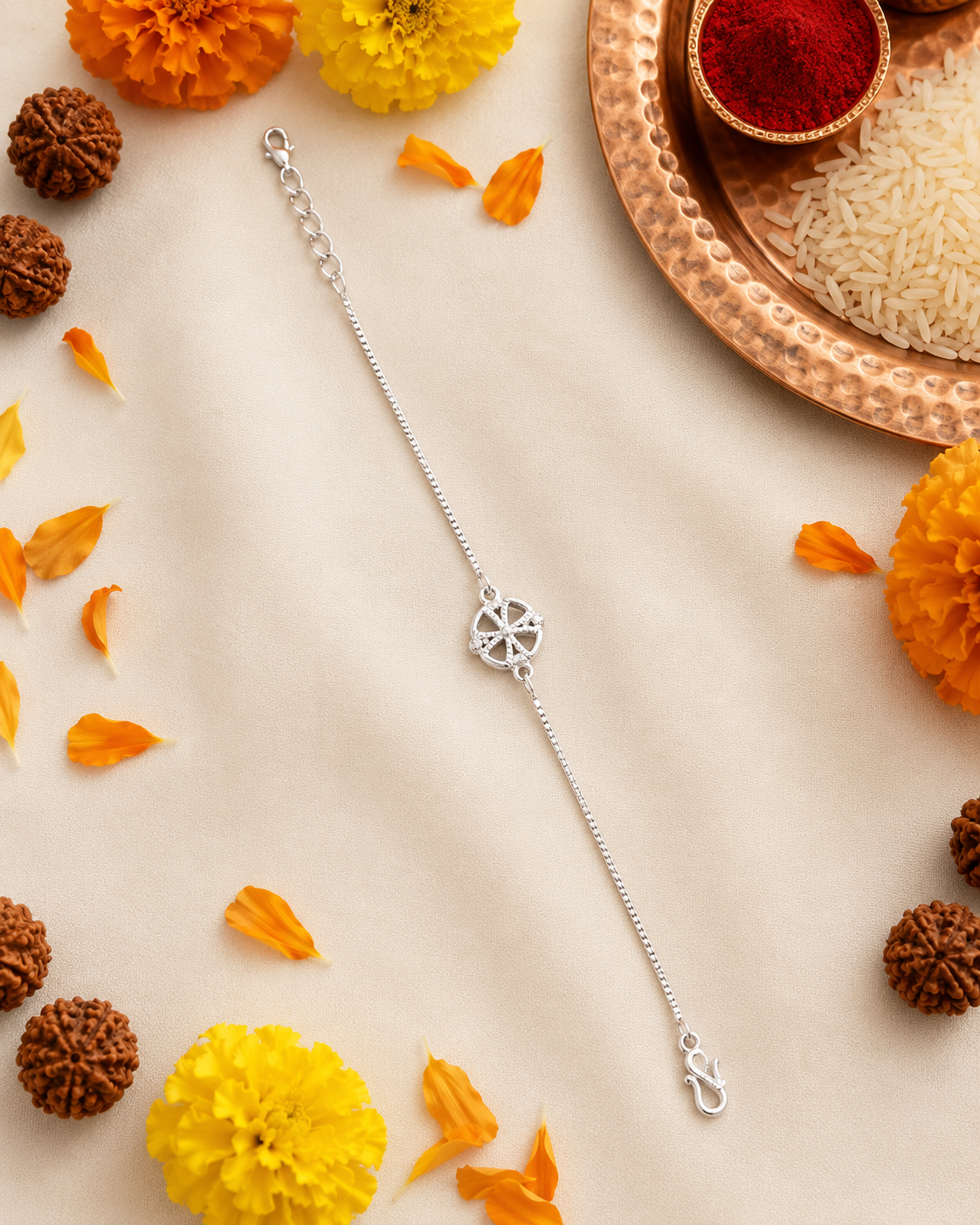 Divine Chakra 92.5 Sterling Silver Rakhi Bracelet