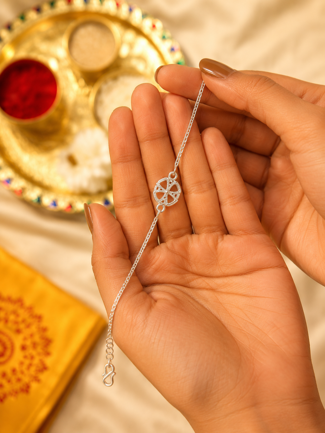 Divine Chakra 92.5 Sterling Silver Rakhi Bracelet