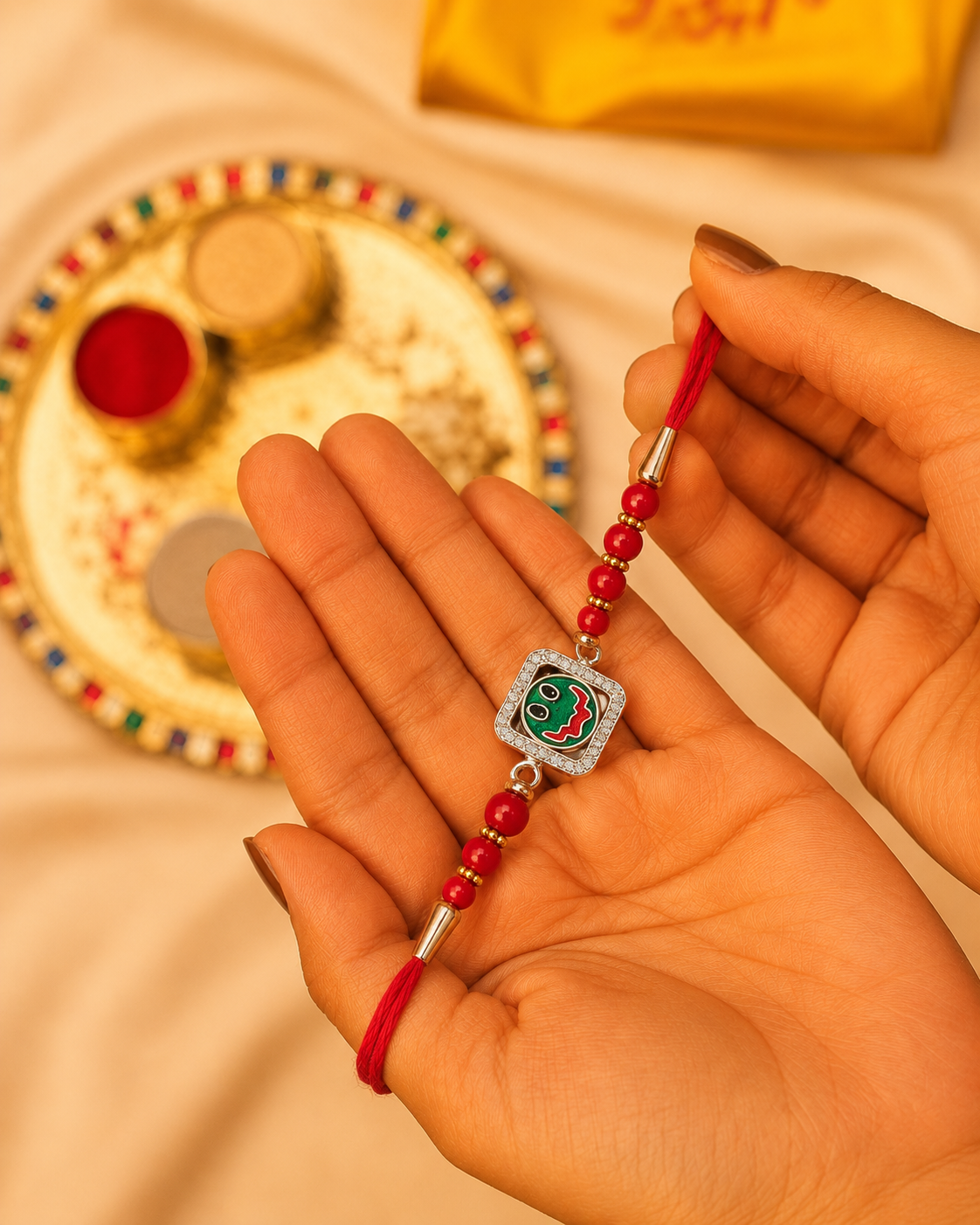 Happy Face 92.5 Sterling Silver Thread Rakhi