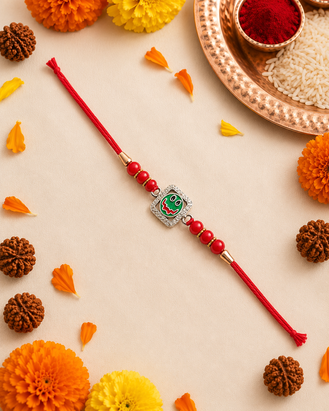 Happy Face 92.5 Sterling Silver Thread Rakhi