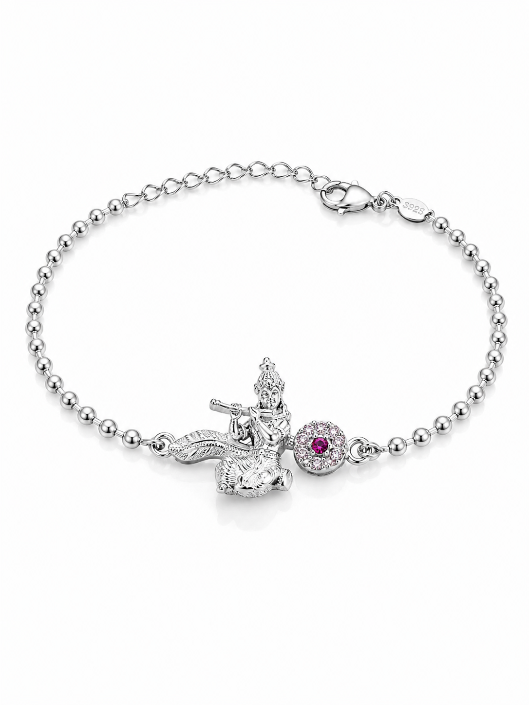 Divine Krishna Silver Rakhi Bracelet