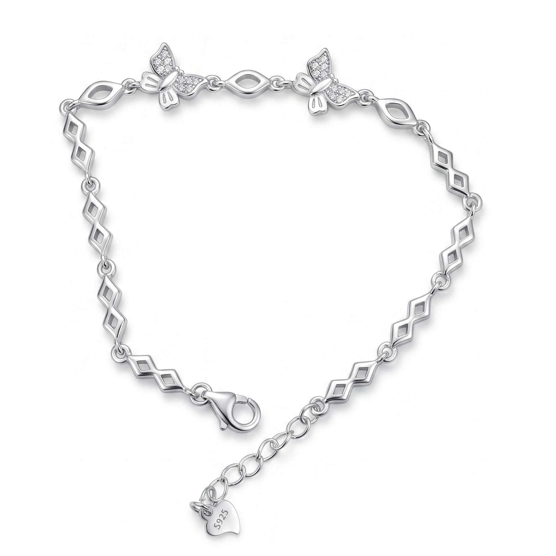 Flutter Charm Silver Butterfly Bracelet