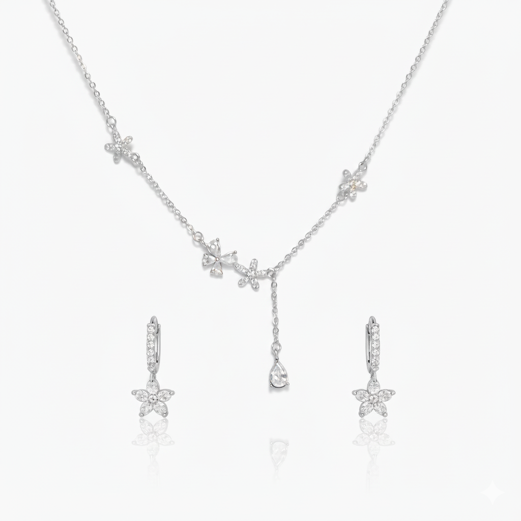 Starlit Petal Necklace & Earring Set