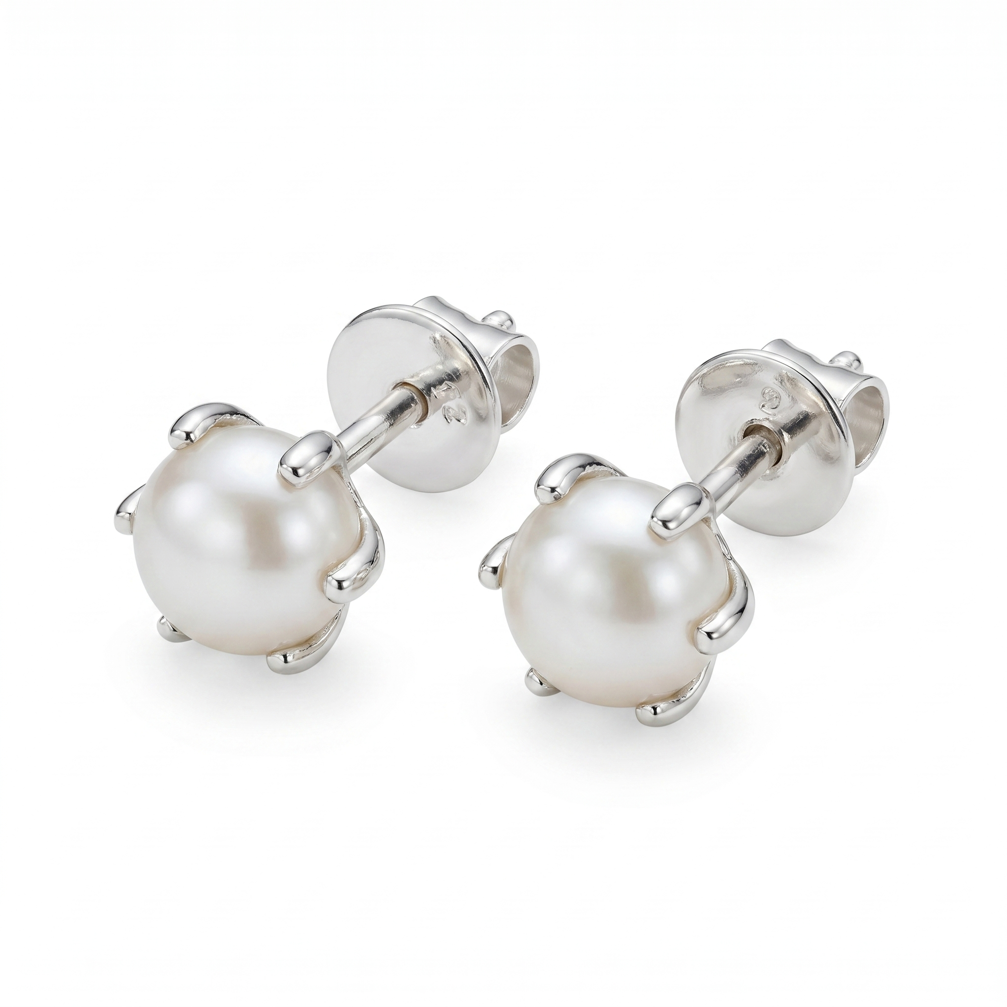 Lustra Pearl Stud Earrings with Floral Setting