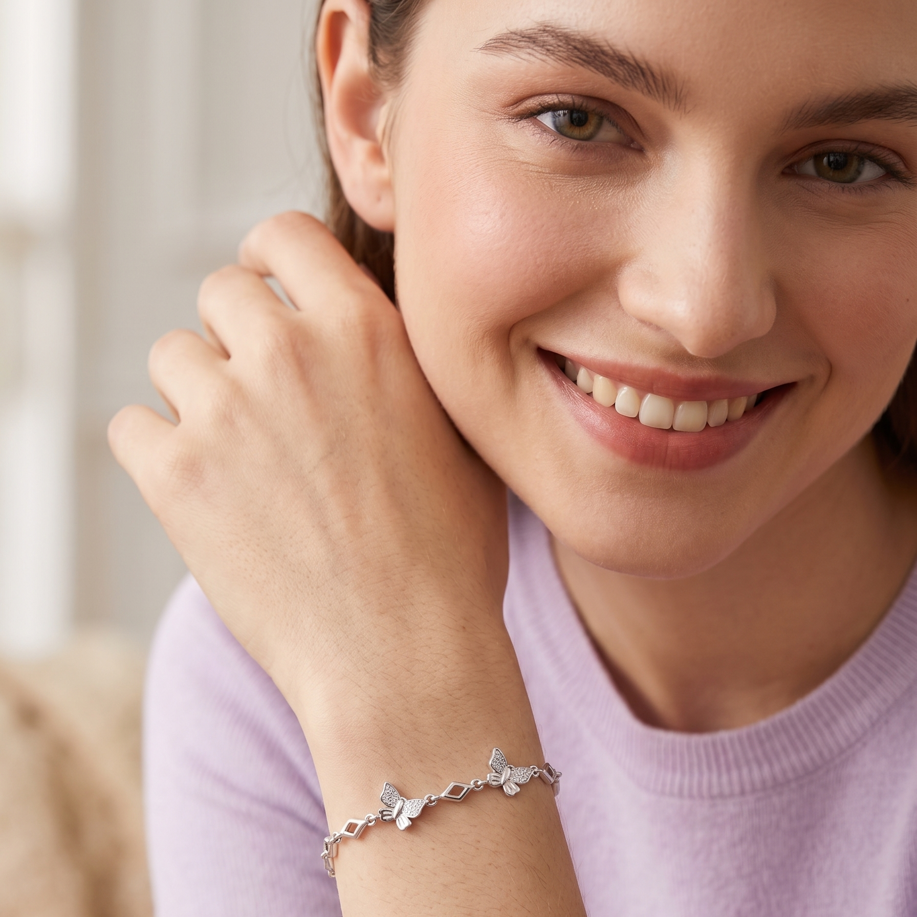 Flutter Charm Silver Butterfly Bracelet