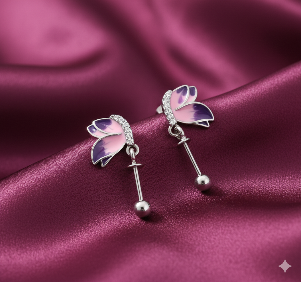 Violet Aurora Butterfly Drop Earrings