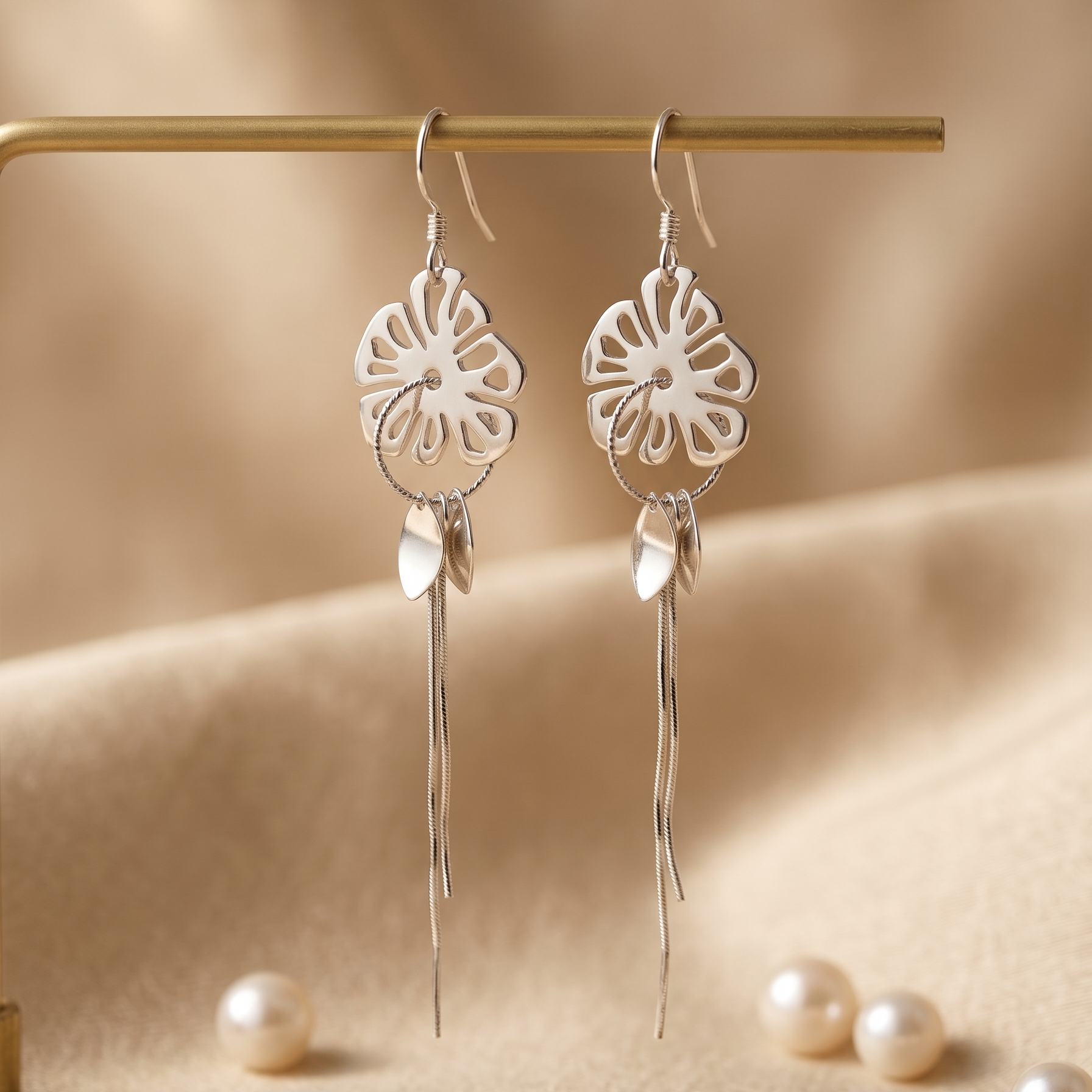 Floral Whisper Silver Dangler Earrings