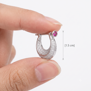 Ruby Glimmer Pavé Hoop Earrings - 925 Sterling Silver - Lustra