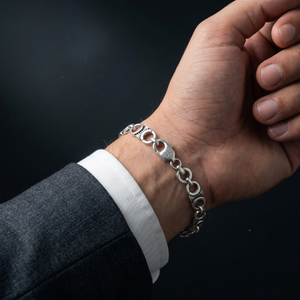 Textured Link Silver Bracelet - 925 Sterling Silver - Lustra
