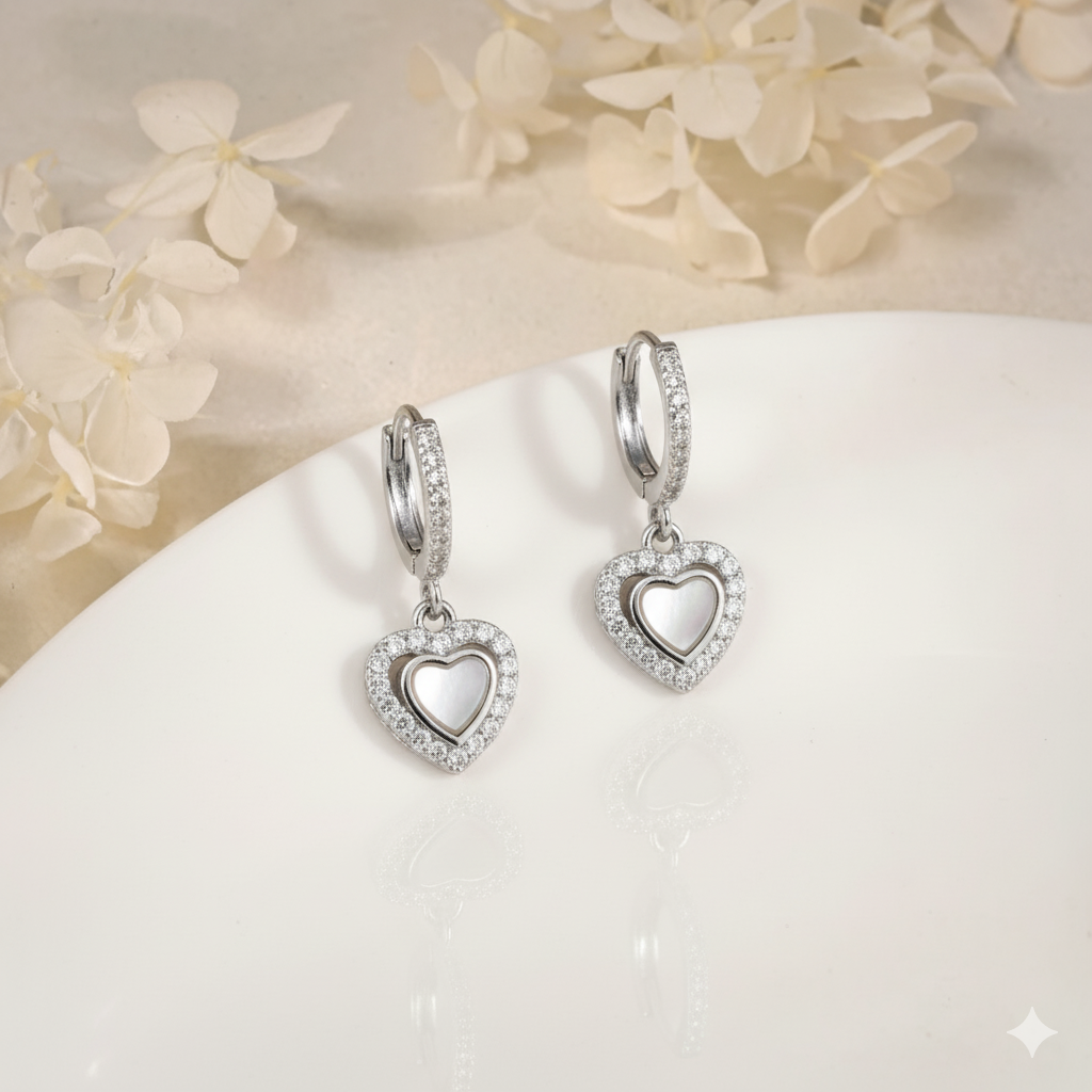 Frosted Halo Heart Hoop Earrings