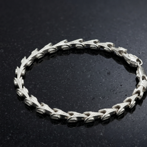 Fashion Forward Silver Fish Link Bracelet - 925 Sterling Silver - Lustra