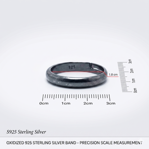 Sleek Blackened Silver Band - 925 Sterling Silver - Lustra